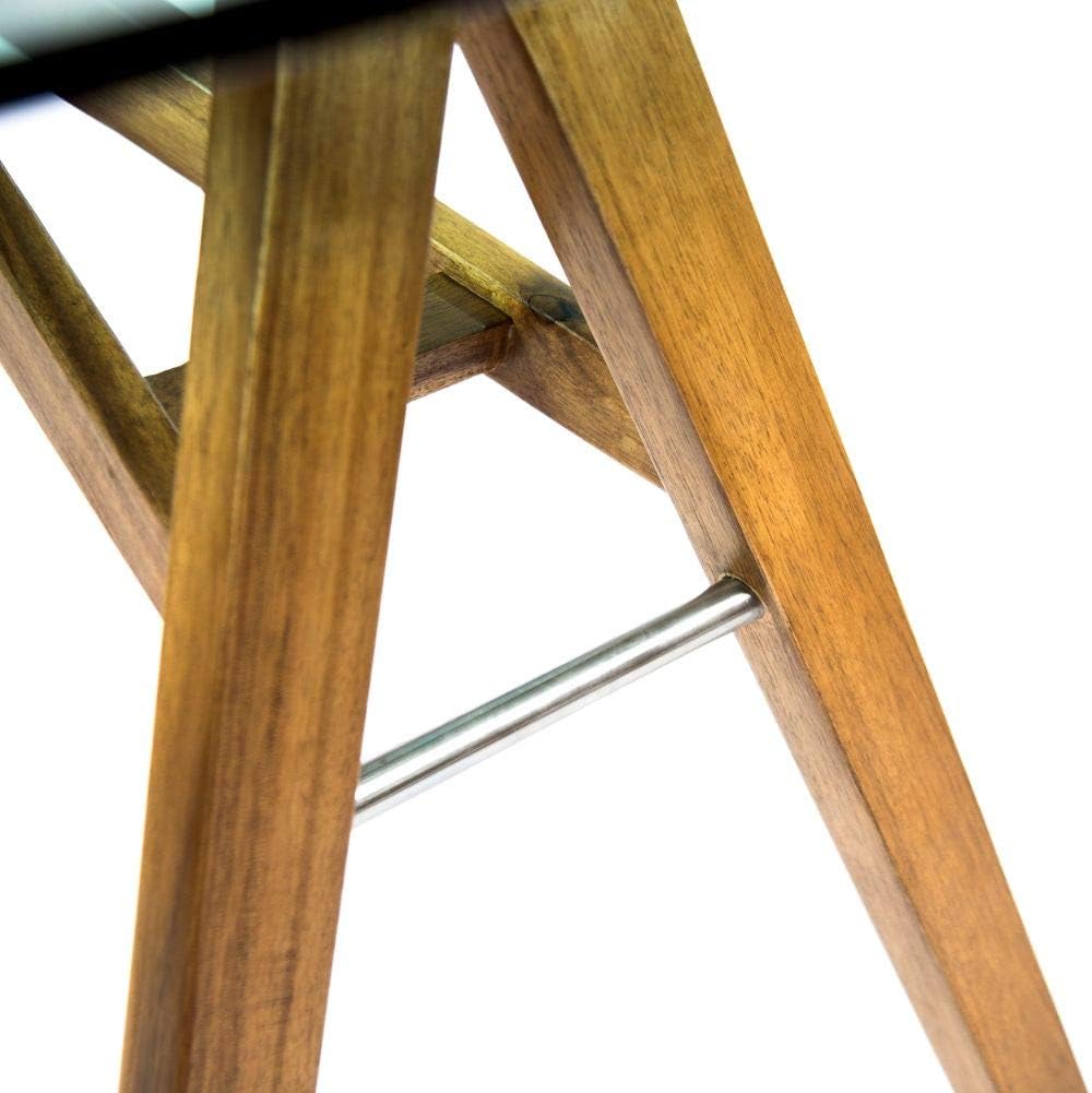 Mid-Century Tempered Glass Desk with Acacia Wood Frame D60393