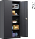 71 In Black Metal Storage Cabinet with Locking Doors and Adjustable Shelves X43508