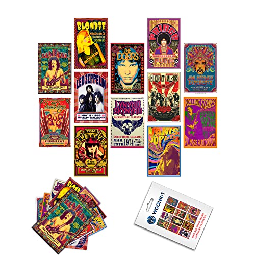 Vintage Rock Band Posters 12 Set 7.8X11.8 Inch H145