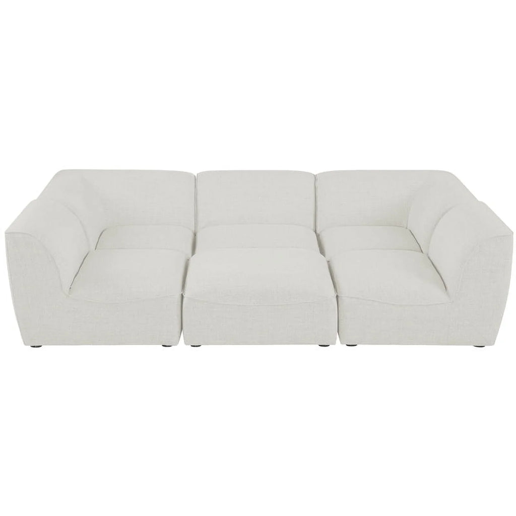 Cream Linen Textured Modular Sectional W72046