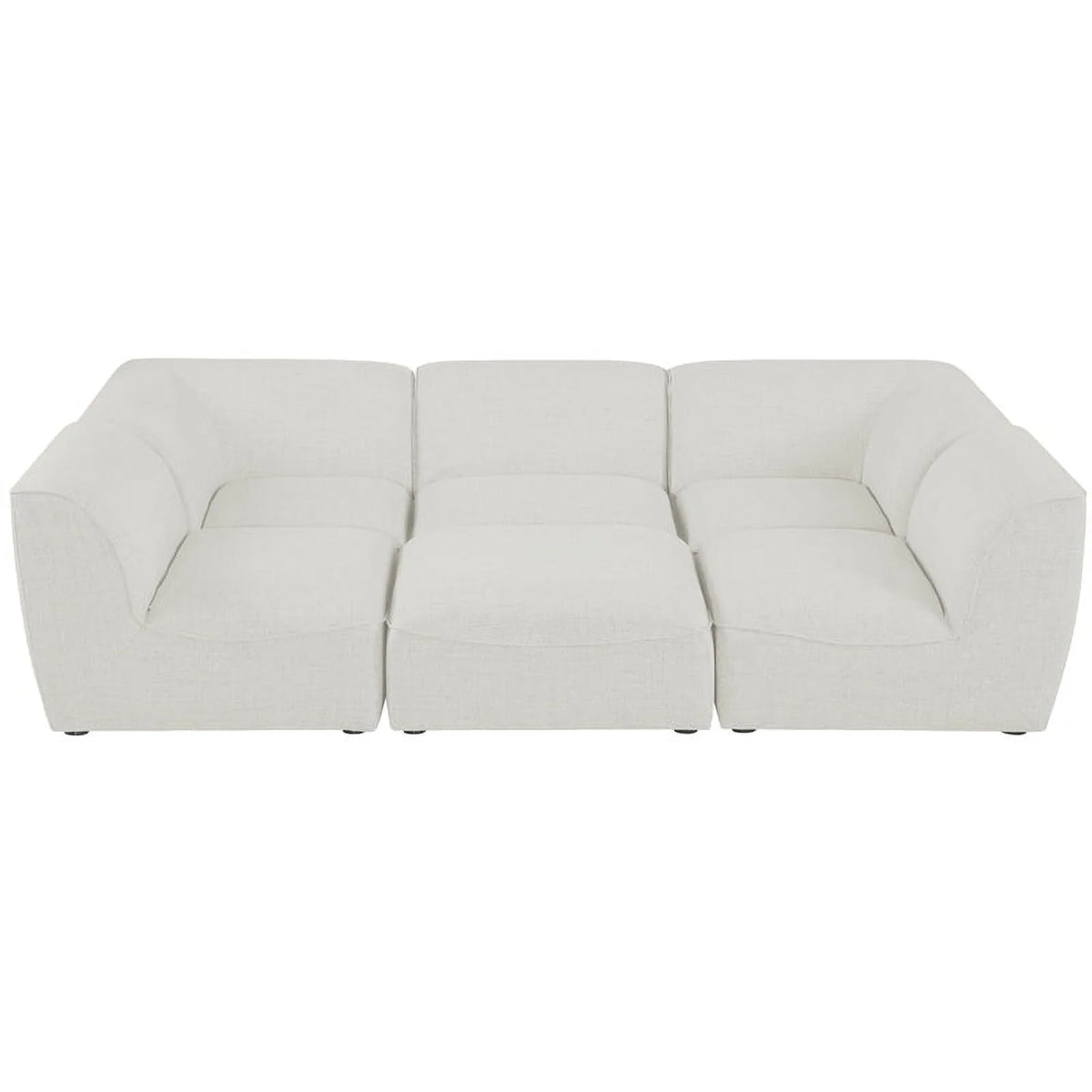 Cream Linen Textured Modular Sectional W72046