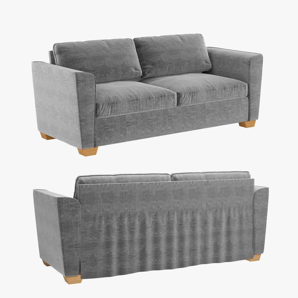 Grey Velvet Full Size Pull Out Sofa Bed with Foam Mattress L1708