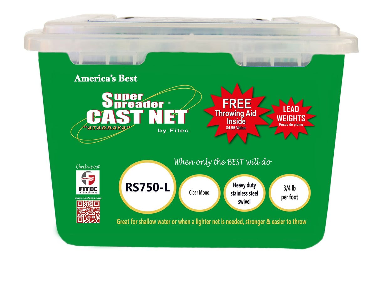 Cast Net, Clear, 4' radius, 3/8" mesh, 3/4 Lb wts O558429