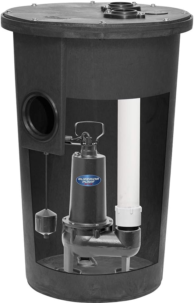 Cast Iron Tethered Float Switch Sewage Pump, 1/2 HP, Black A457802