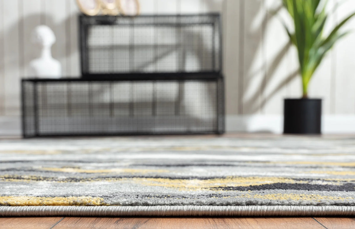 6 x 9 Grey Yellow Area Rug R627429