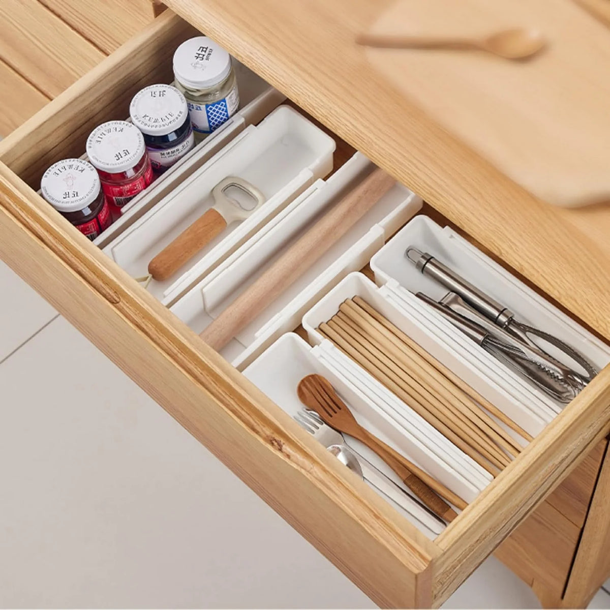 White 4pack Expandable Drawer Organizer Trays X58860