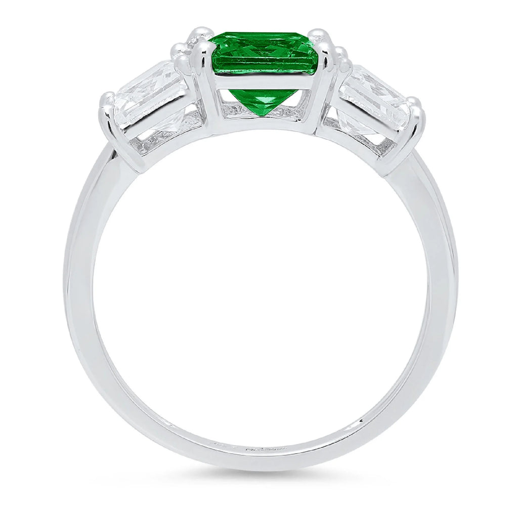 18K White Gold Three-Stone Ring SZ 7.75 S119366