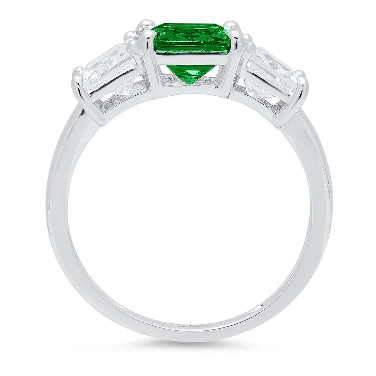 18K White Gold Three-Stone Ring SZ 7.75 S119366