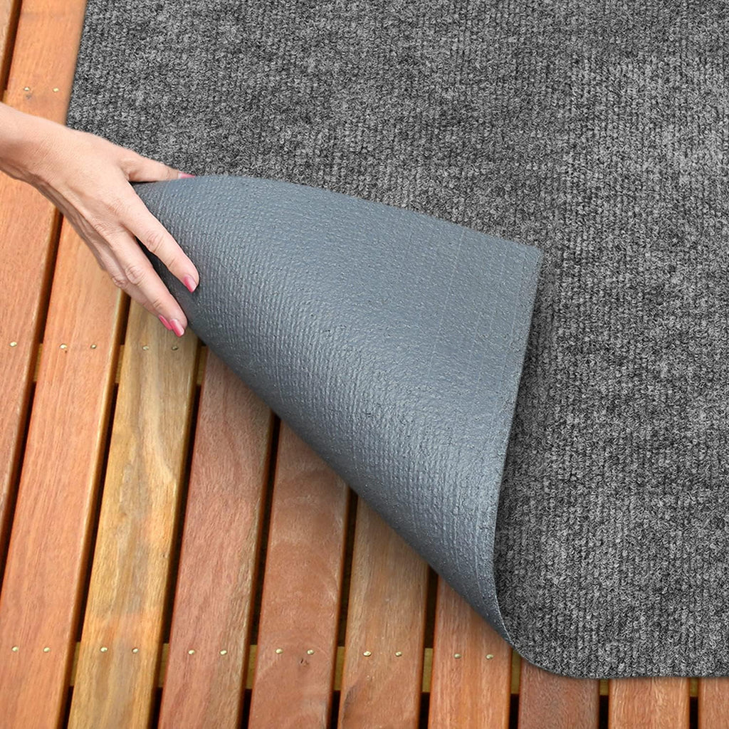 Gray 6 Feet x 15 Feet Indoor Outdoor Carpet with Rubber Backing T9364