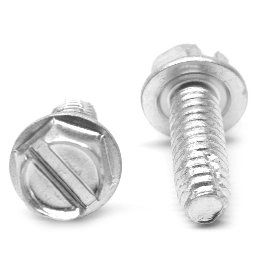 Coarse Thread Thread Cutting Screw Slotted Hex Washer Head Type F Low Carbon Steel Zinc Plated Z692