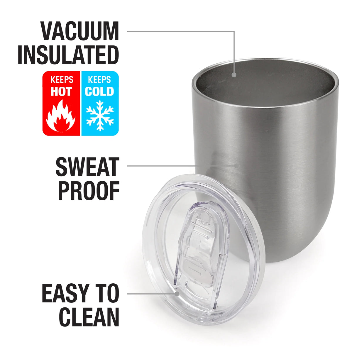 12 oz Stainless Steel Insulated Tumbler with Leak Resistant Slide-Lock Lid I464