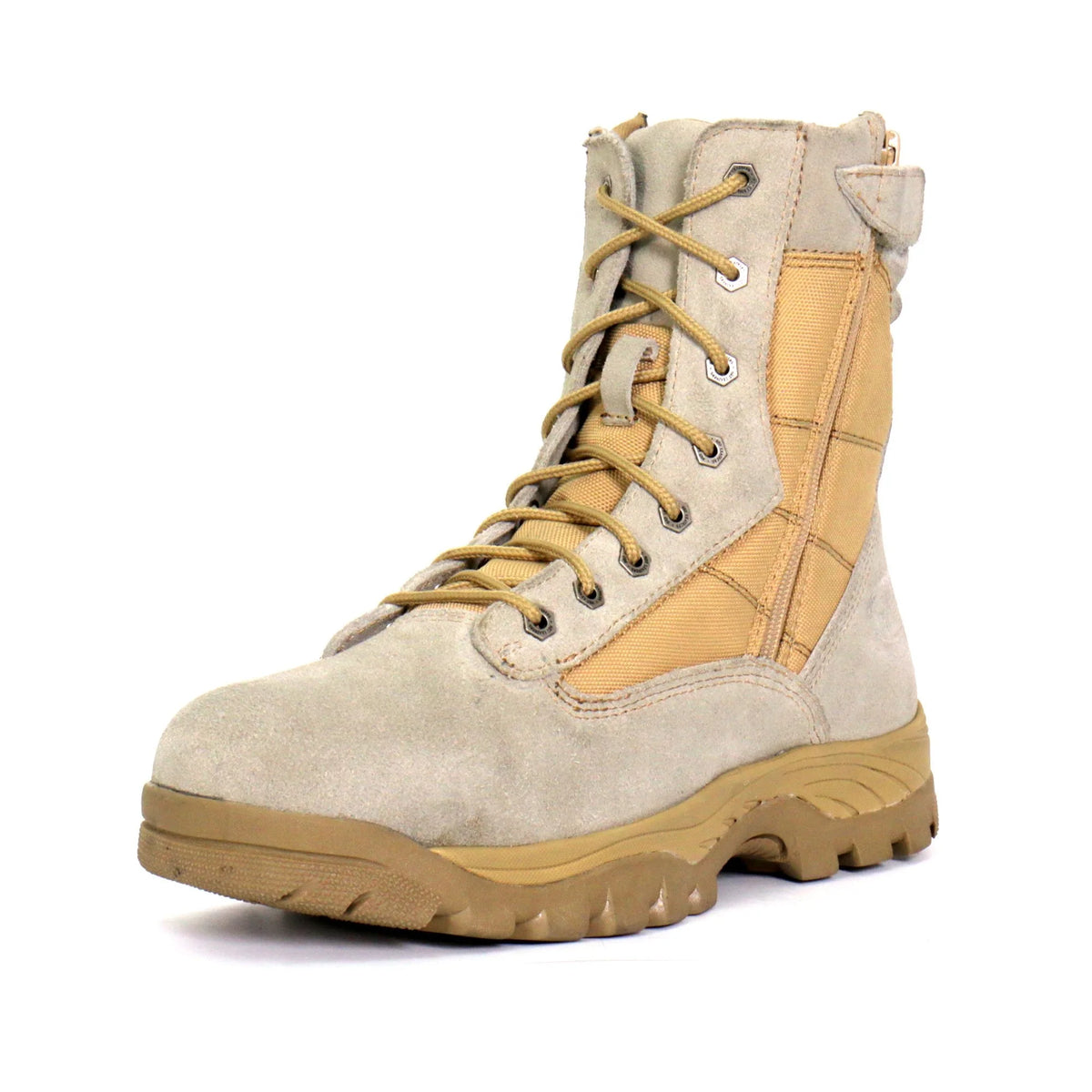 Tan Leather Lace Up Boots with Zippers O33857