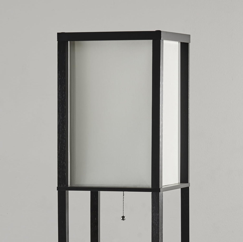 Three Drawer Shelf Lamp, 72 in, 150W Incandescent/ 150W CFL, Black PVC Veneer on MDF, 1 Floor Lamp S730574