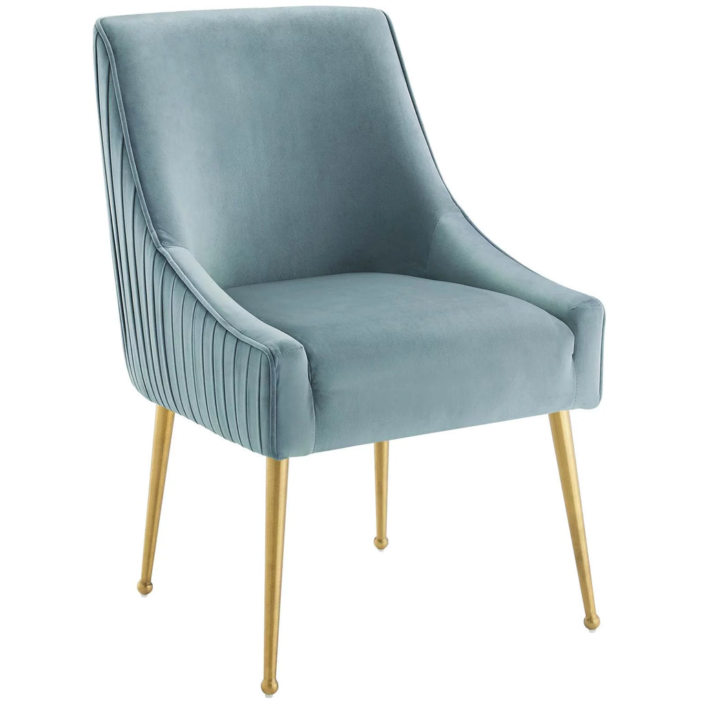 Light Blue Velvet Upholstered Dining Chair Set of 2 M667