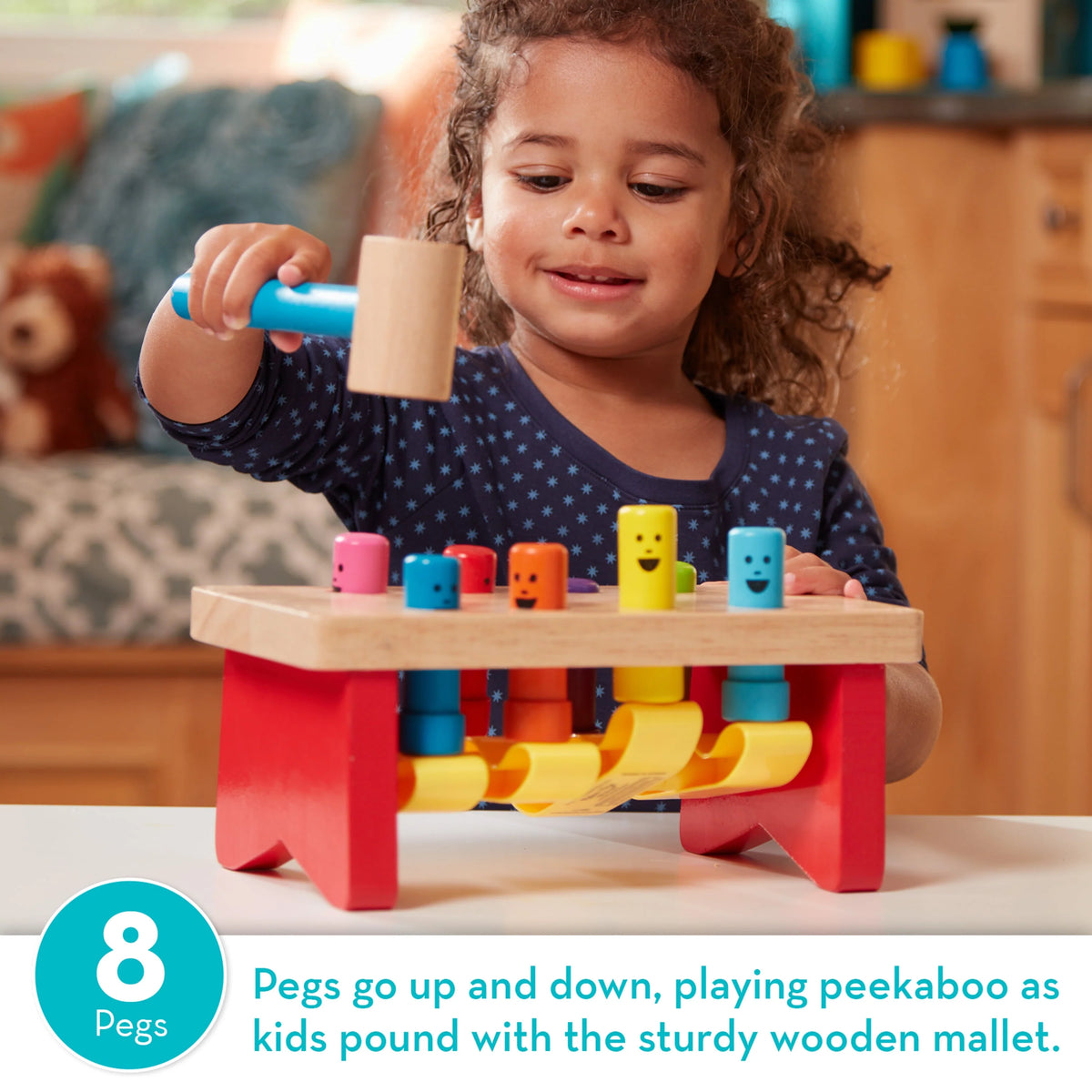 Wooden Pounding Bench Toy With Mallet Y1469
