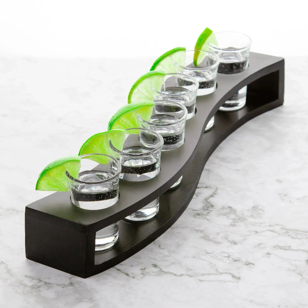 Shot Glasses Set of 6 with Wood Base B836613