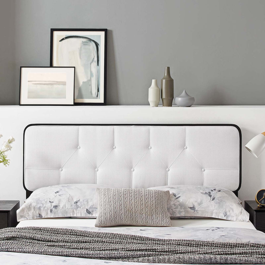Tufted Twin Fabric and Wood Headboard Q445518