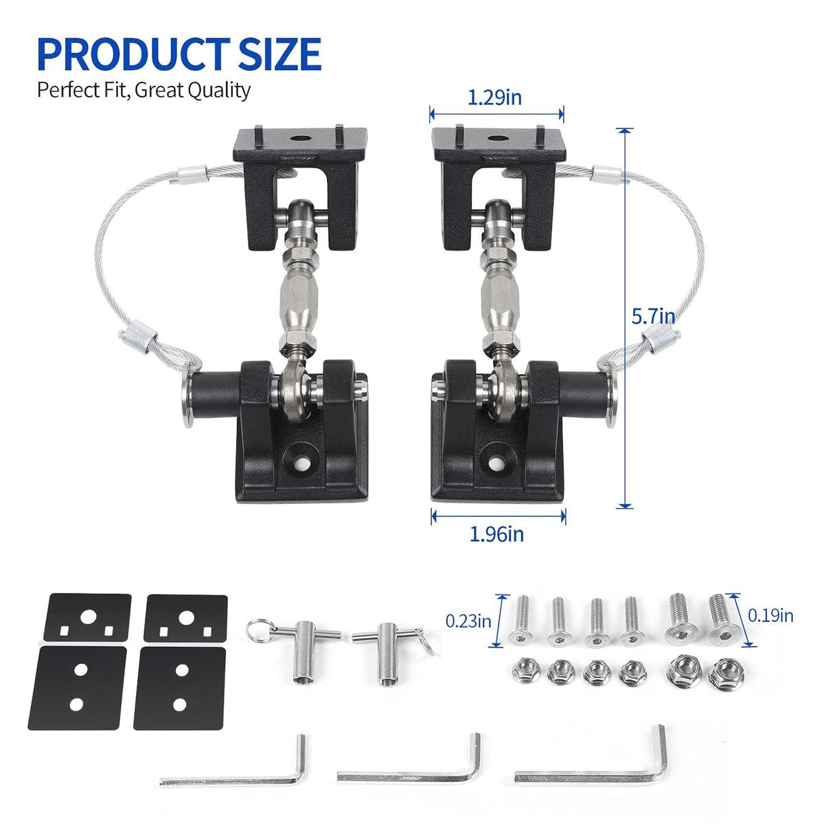 Hood Latches for Jeep Wrangler, Locking Hood Catch Kit Aluminum Alloy, Black, Pack of 2 I937744