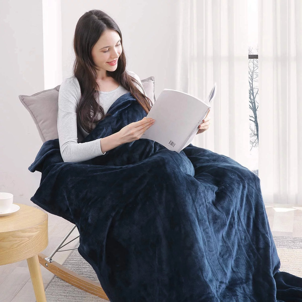 Electric Heated Blanket Twin Size Blue B4455