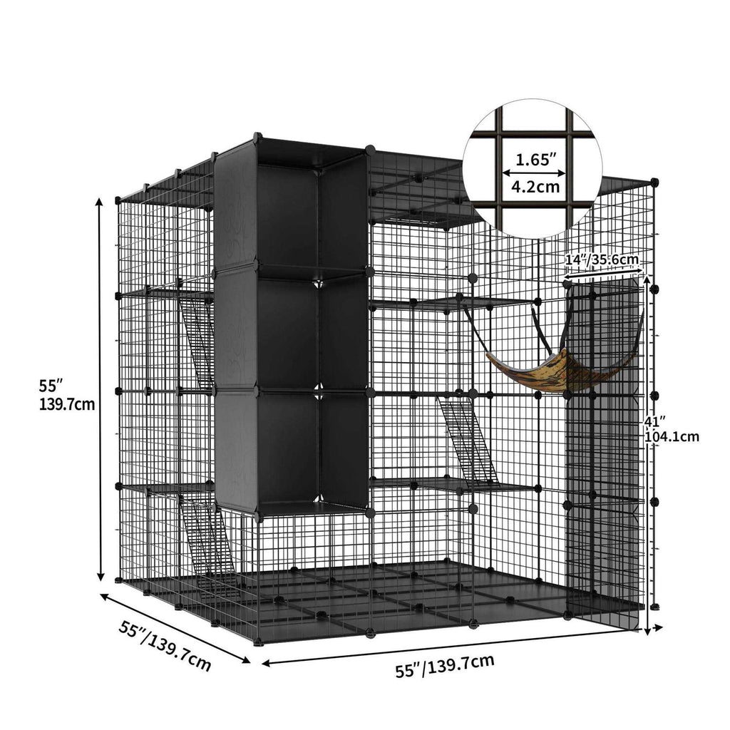 4-Tiers Metal Cat Playpen with Hammock D687