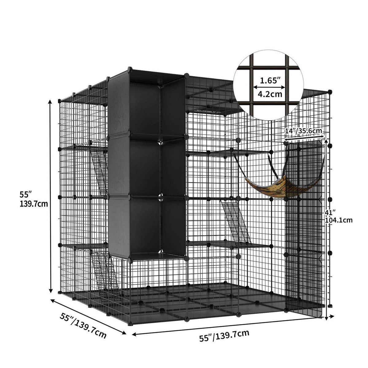 4-Tiers Metal Cat Playpen with Hammock D687
