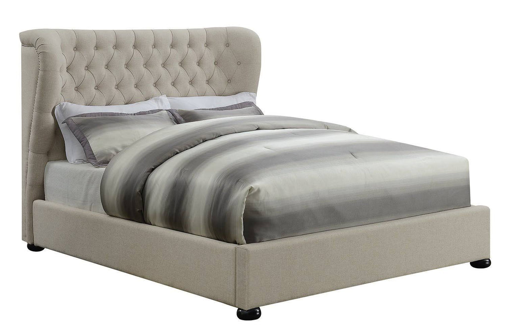 Beige Upholstered Platform Bed N90465
