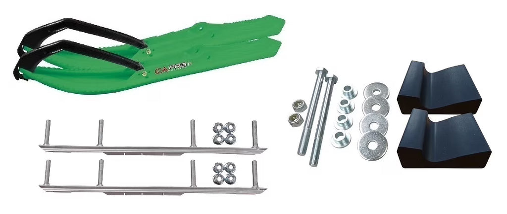 Green BX Snowmobile Skis Complete Kit F181001