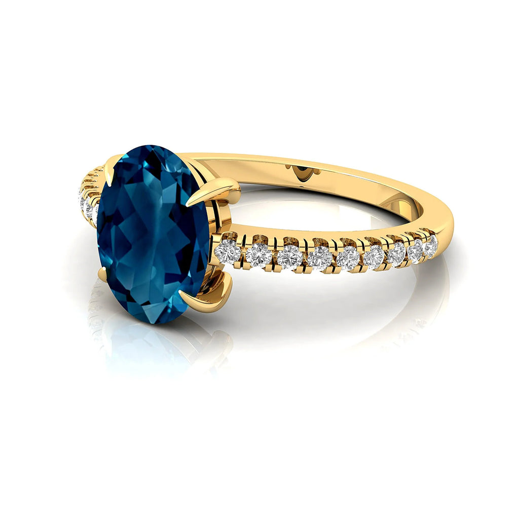 Solid Gold Halo London Blue Topaz Diamond Ring A50409
