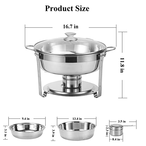 2 Pack Gold 5 Qt Chafing Dish Buffet Set with Glass Lid P84206