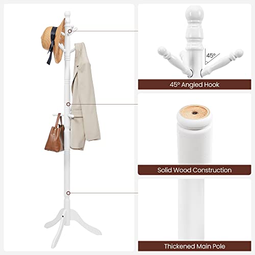 Solid Wood Coat Rack with 10 Hooks Q70111