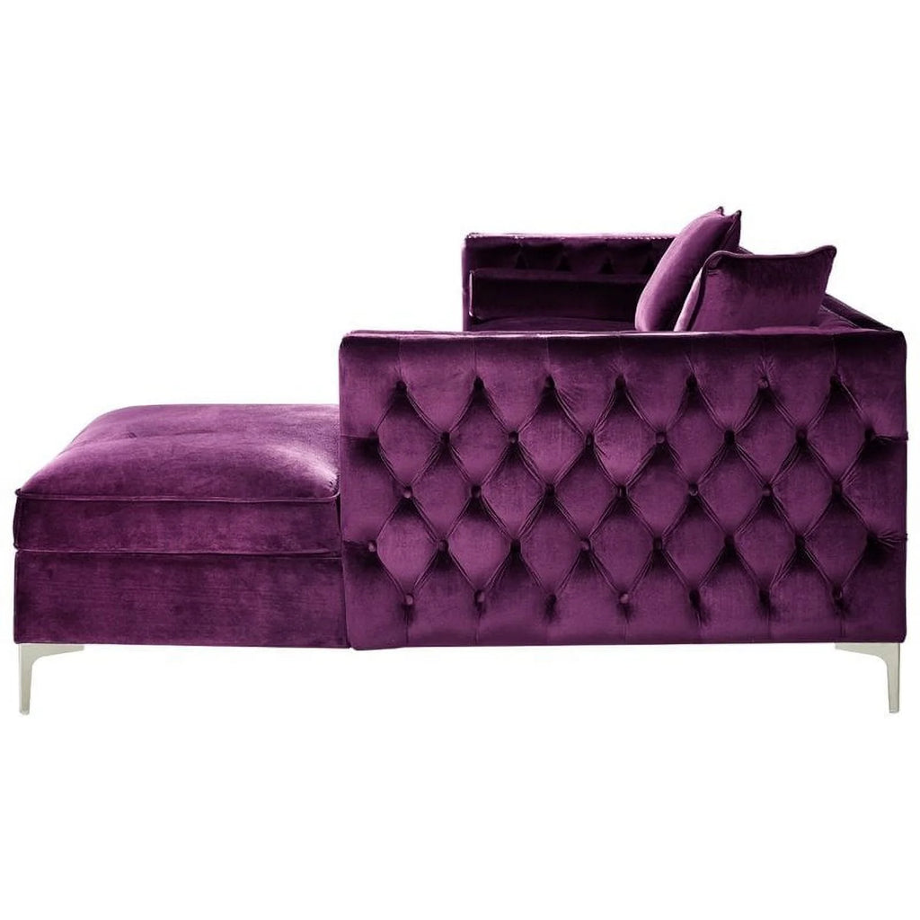 Purple Velvet Sectional Sofa with Right Facing Chaise C270319