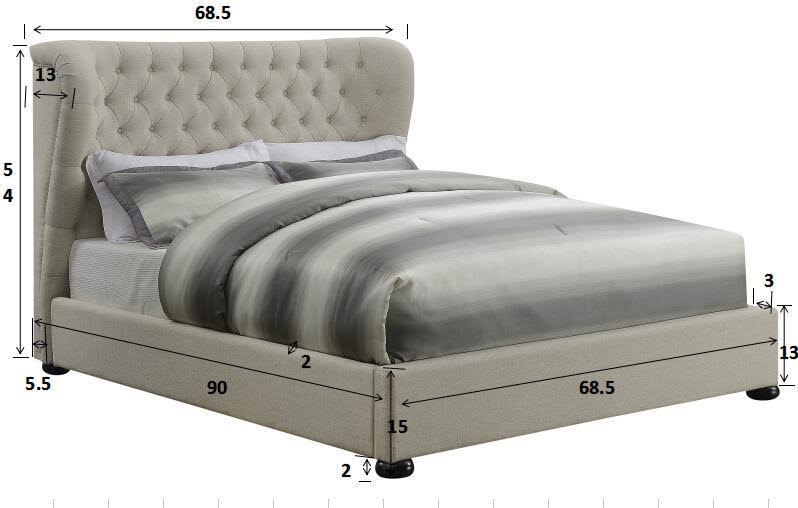 Beige Upholstered Platform Bed N90465