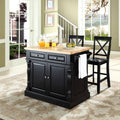 Black Wood Kitchen Island with Stools M577159