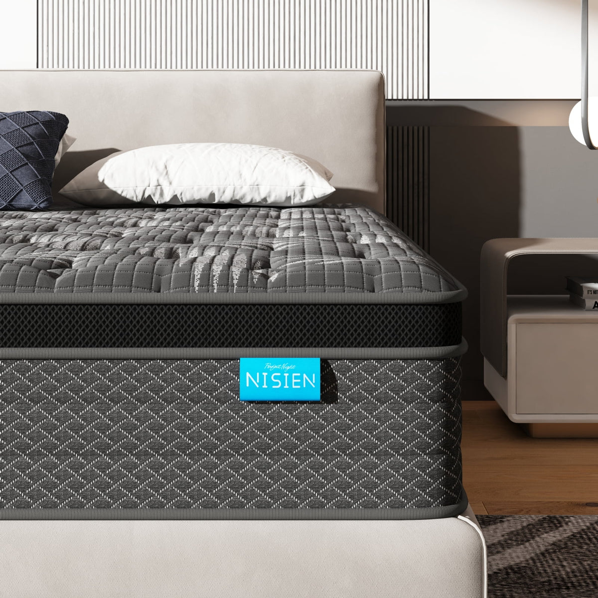 Black 10 inch Queen Gel Memory Foam Hybrid Mattress P2139