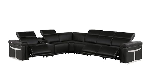 6-Piece Italian Leather Sectional Sofa with Power Reclining Seats Y178276