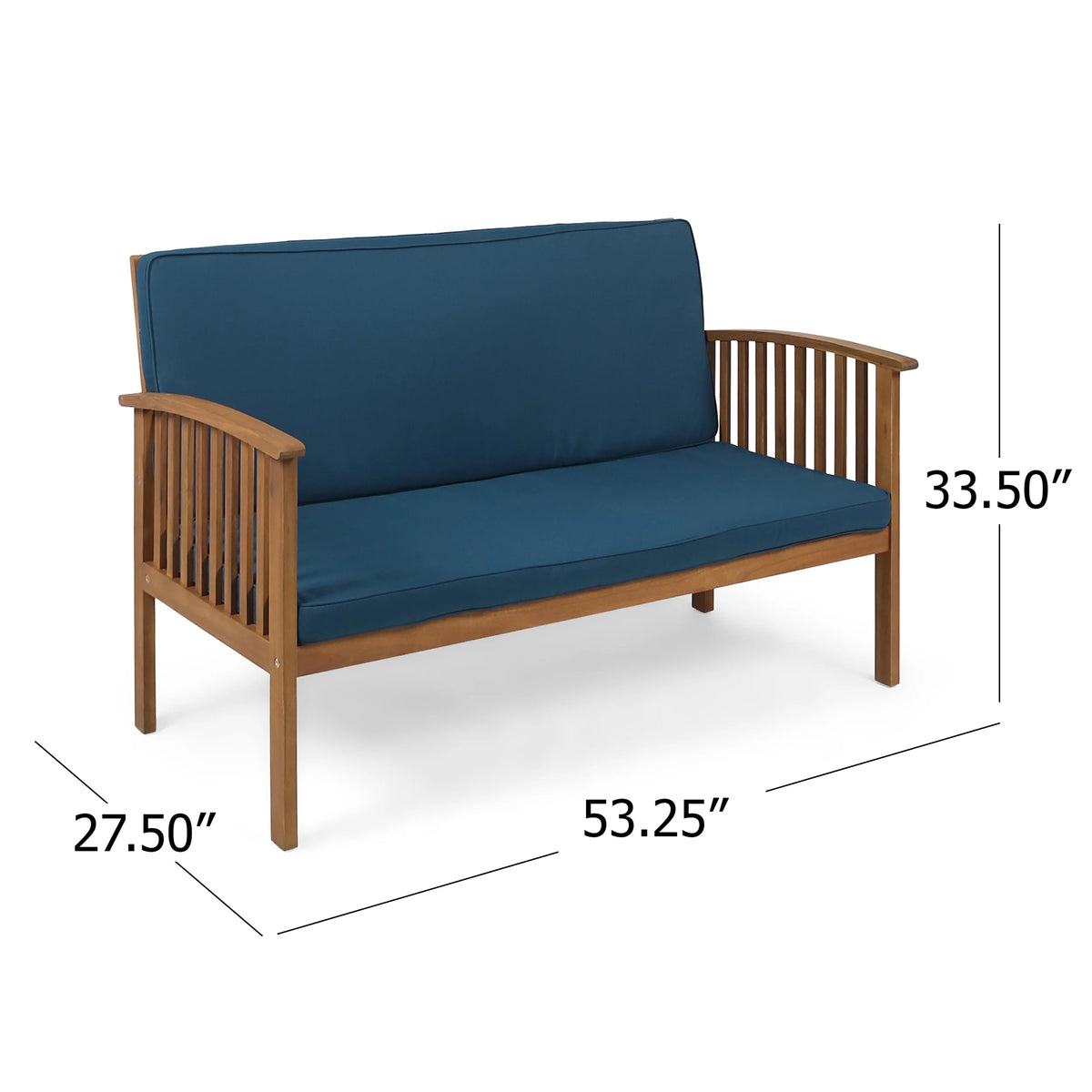 Acacia Wood Loveseat with Cushion P268