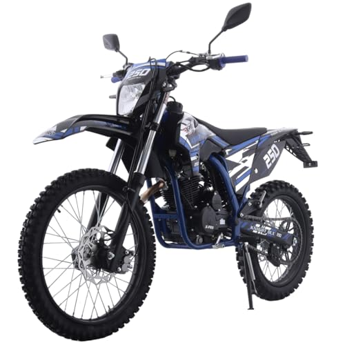 Blue 250 Dirt Bike 5-Speed Manual Transmission 21"/18" Wheels Electric/Kick Start A284387