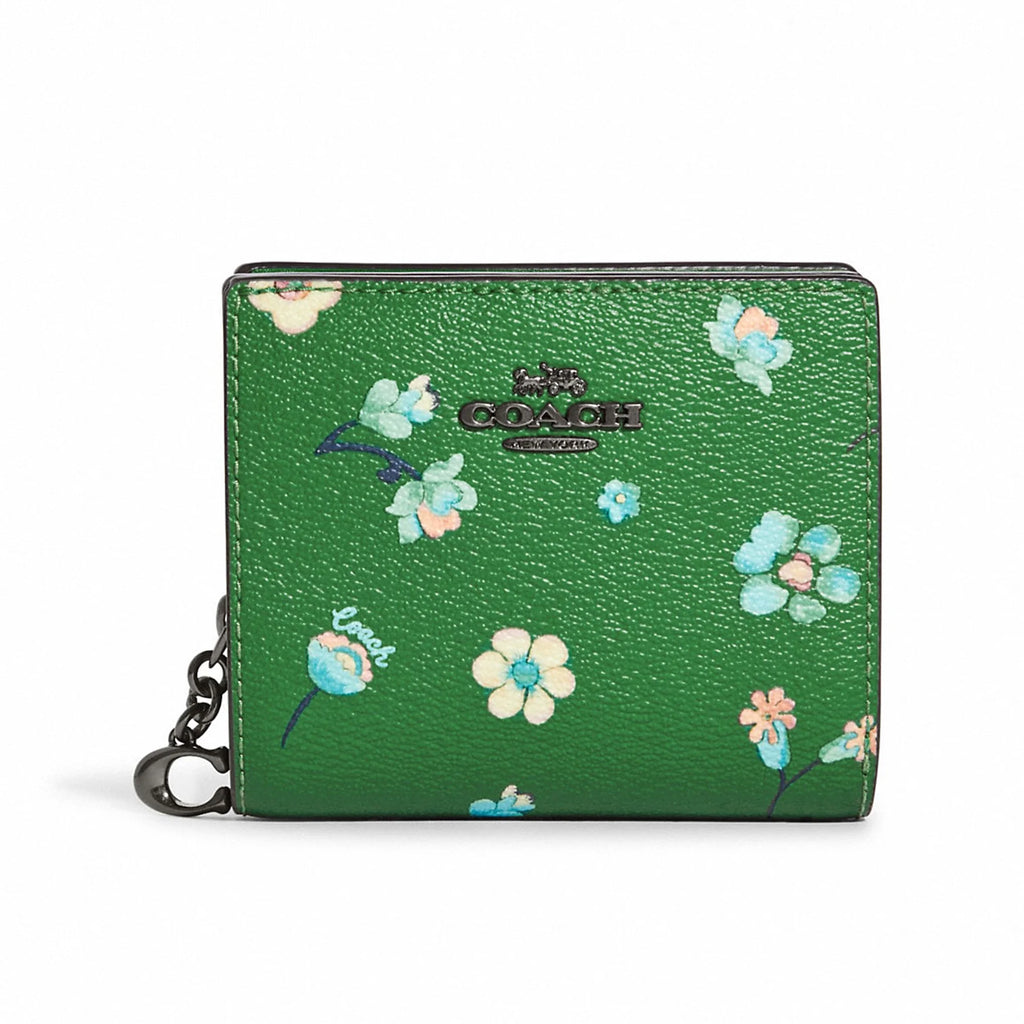 Green Multi Floral Print Snap Wallet D9565