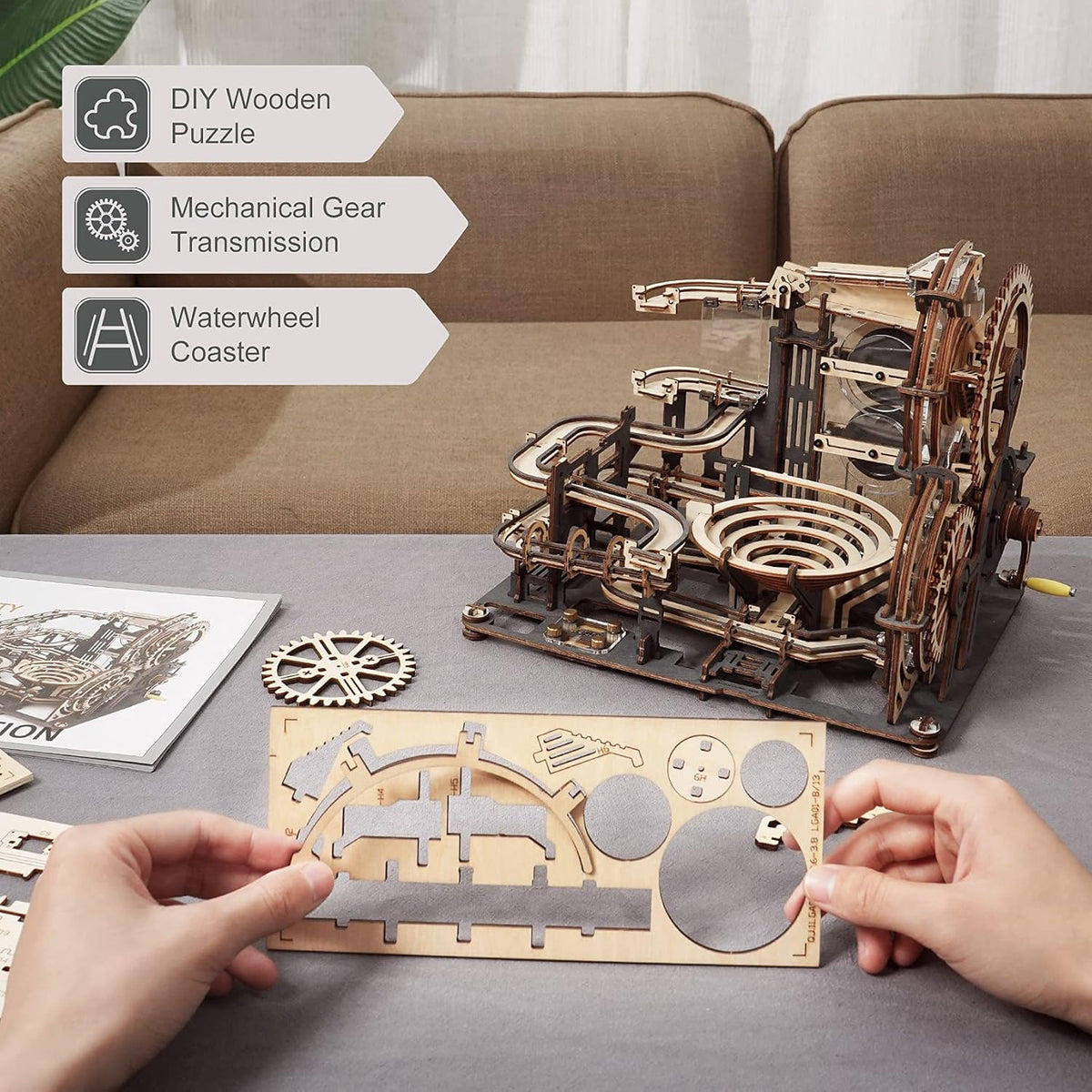 3D Wooden Marble Run Chain Mechanical Building Kit S15220