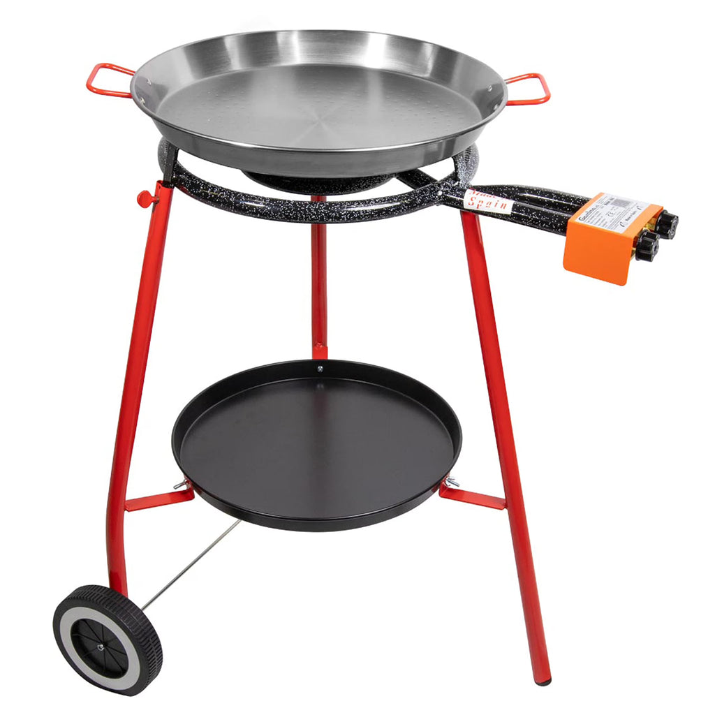 12 Servings Carbon Steel Outdoor Paella Pan Set with Burner and Legs N47296