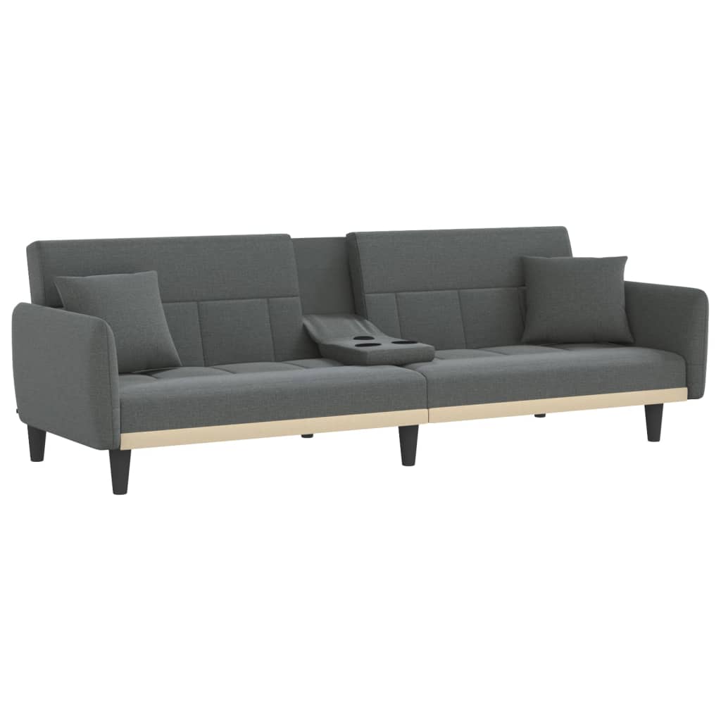 Dark Gray Fabric Sofa Bed with Cup Holders L2095
