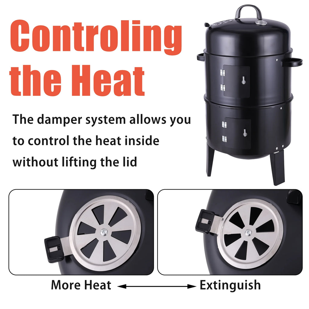 Portable Charcoal Smoker Grill S312939