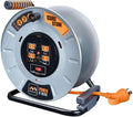 Heavy Duty Metal Cord Reel with 4 Outlets and 12 Gauge Cord (100ft) L46429