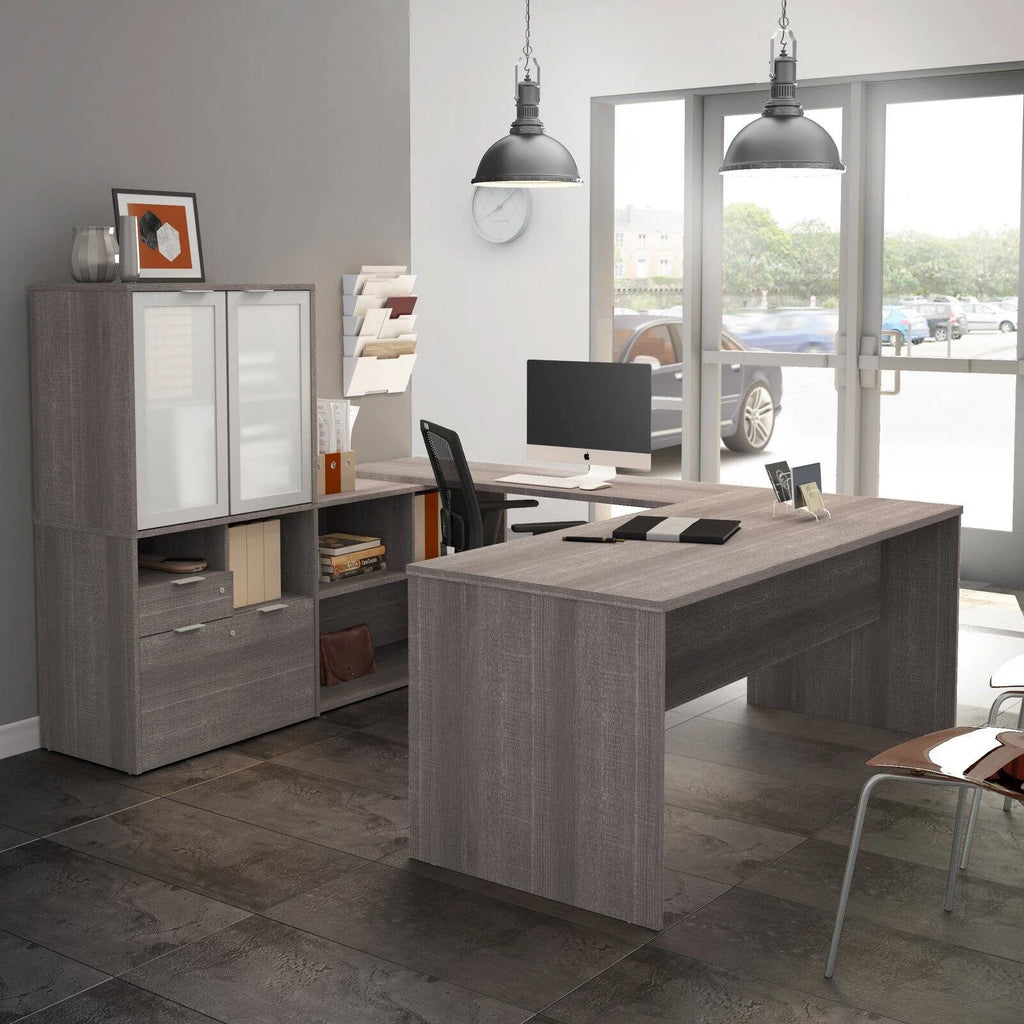 U Shape Computer Desk with Hutch P889