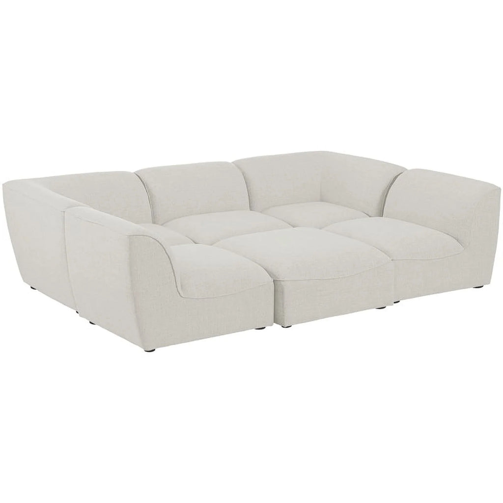 Cream Linen Textured Modular Sectional W72046
