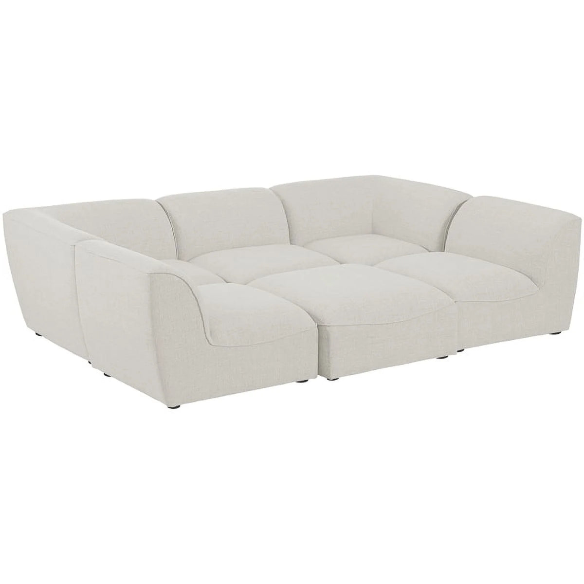 Cream Linen Textured Modular Sectional W72046