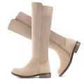Knee High Boots Flat Low Heel Stretchy Round Toe with Side Zipper Z8201