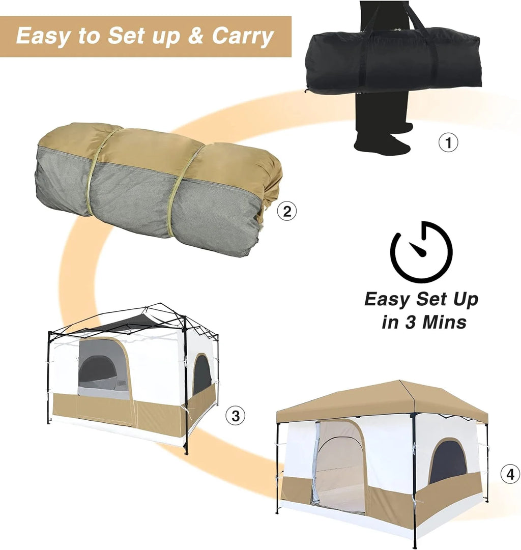 10' x 10' Khaki Camping Inner Tent Square Tent with Full Floor U28714