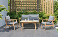4 Pieces Teak Patio Deep Seating Set with Olefin Cushions D158894