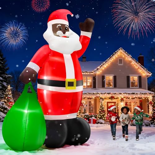 14 Ft by 8.5 Ft Giant Christmas Inflatable Santa Claus with Gift Bag Outdoor Decorations F794